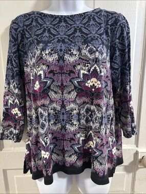 Rafaella Women's Printed 3/4 Sleeve Top - Size PL